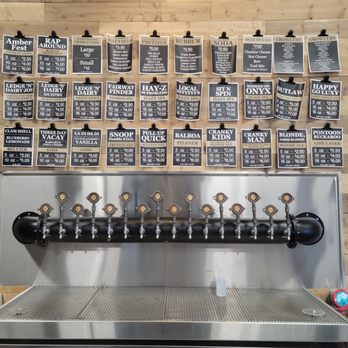 Back Shed Brewing - beer taps and menus on the wall - Breweries Near Me - Waite Park, Minnesota