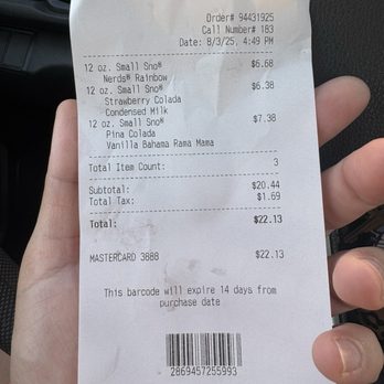 Bahama Buck's - Katy - My receipt with date and time stamps! - Desserts Near Me - Katy, Texas Bahama Buck's - Katy - My receipt with date and time stamps! - Desserts Near Me - Katy, Texas