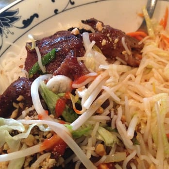 Vietnam One - BBQ pork with vermicelli was lean and well flavored. Could have used some fresh herbs and fried shallots but good version. - Vietnamese Near Me - Richmond, Virginia Vietnam One - BBQ pork with vermicelli was lean and well flavored. Could have used some fresh herbs and fried shallots but good version. - Vietnamese Near Me - Richmond, Virginia