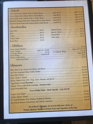 Menu photo 1 Rosie's Restaurant and Bakery Gander, NL Menu photo 1 Rosie's Restaurant and Bakery Gander, NL