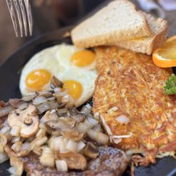 Mario’s Early Toast - Famous combo NY Steak & Eggs