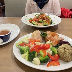 Festive meal (comes with a pie of your choice) $17.99 and a chicken teriyaki rice bowl $15.99