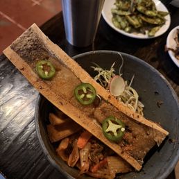 Garlic noodles with bone marrow