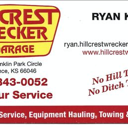 If you got a problem and with the Hillcrest wrecker just contact Ryan! He's got the answer.