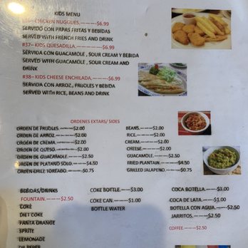Las Maria’s Restaurant - Back of the menu - Salvadoran Near Me - Plano, Texas