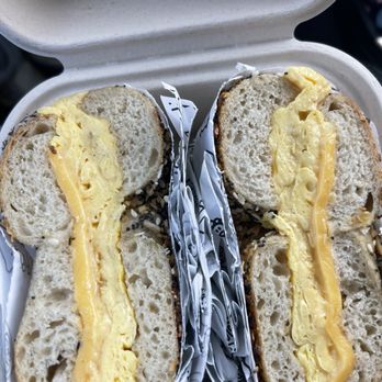 Boil & Bake - Breakfast sandwich with scrambled eggs and american cheese on an everything bagel. - Bagels Near Me - Costa Mesa, California Boil & Bake - Breakfast sandwich with scrambled eggs and american cheese on an everything bagel. - Bagels Near Me - Costa Mesa, California