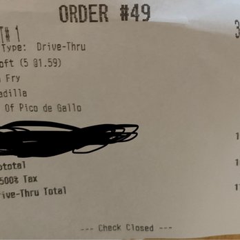 Del Taco - Receipt - Mexican Near Me - Los Angeles, California
