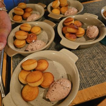 State Bird Provisions - Duck Liver Mousse with Almond Financier - Tapas/Small Plates Near Me - San Francisco, California State Bird Provisions - Duck Liver Mousse with Almond Financier - Tapas/Small Plates Near Me - San Francisco, California