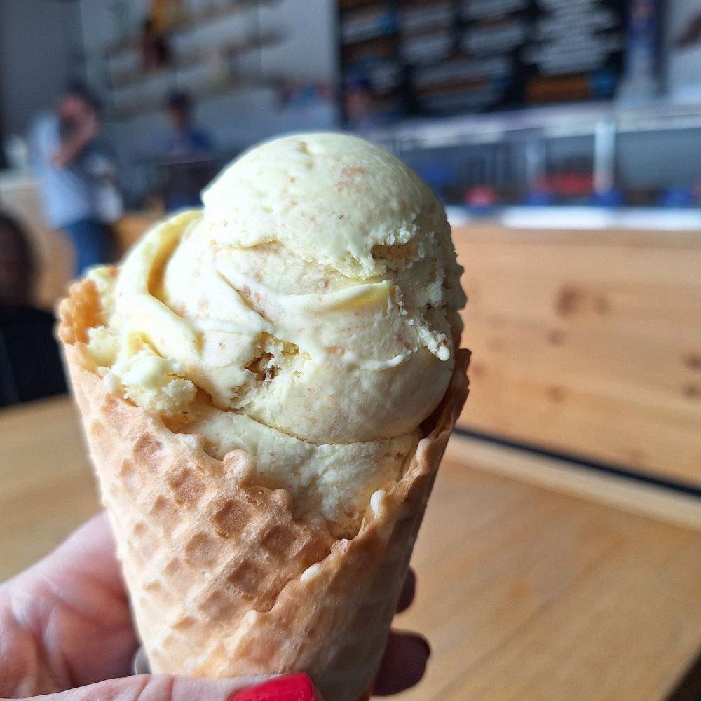Cedar Crest Ice Cream - Lemon cheesecake in a waffle cone - YUMMY!!! - Desserts Near Me - Manitowoc, Wisconsin