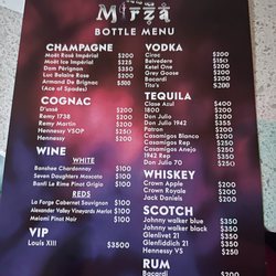 Mirza Hookah Lounge - Menu