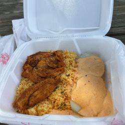 Pionono Bakery - Delicious Chicken, rice and potato .. wish we got an extra container of the rice !