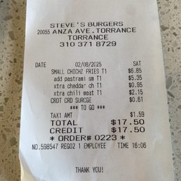 My receipt