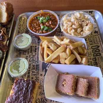 Kafi BBQ - Beans, Gouda mac n cheese, tallow fries , basbousa and cornbread - Barbeque Near Me - Irving, Texas