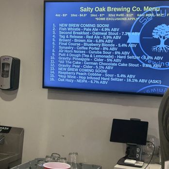 Salty Oak Brewing - a menu on the wall - Breweries Near Me - Panama City, Florida Salty Oak Brewing - a menu on the wall - Breweries Near Me - Panama City, Florida