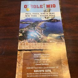 O Sole Mio Italian Eatery - Menu