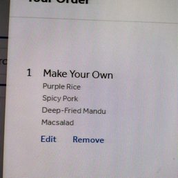 My build your own order