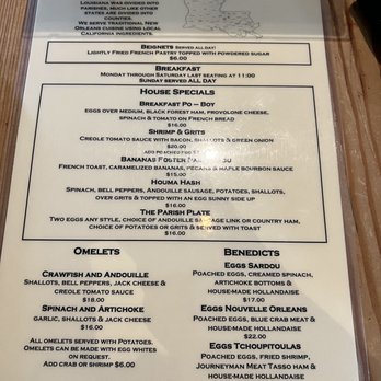 The Parish Cafe - Menu 2023 - Cajun/Creole Near Me - Healdsburg, California