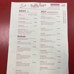 Bobby Bay's Sandwich Shop - Menu