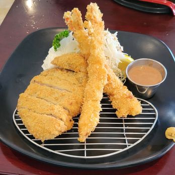 Midoh Rowland Heights - Tonkatsu Loin with Fried Shrimp (2 pieces). Comes with a side of miso soup, cabbage salad & potato salad. - Japanese Curry Near Me - Rowland Heights, California
