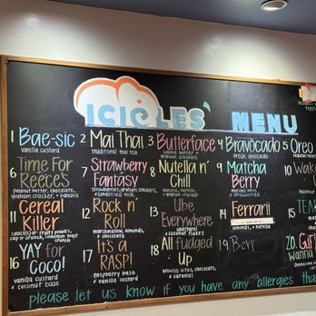 ICICLES - Menu - Ice Cream & Frozen Yogurt Near Me - San Jose, California ICICLES - Menu - Ice Cream & Frozen Yogurt Near Me - San Jose, California