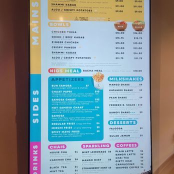 CHA Street Food - Menu as of December 2022 - Coffee & Tea Near Me - Tysons, Virginia