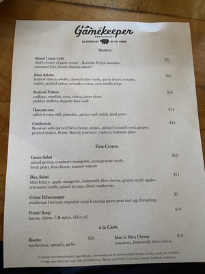 Menu photo 8 The Gamekeeper Boone, NC Menu photo 8 The Gamekeeper Boone, NC