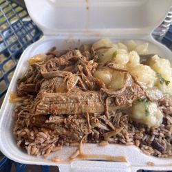 Los Paisanos To Go - Ropa vieja over morro rice and yucca