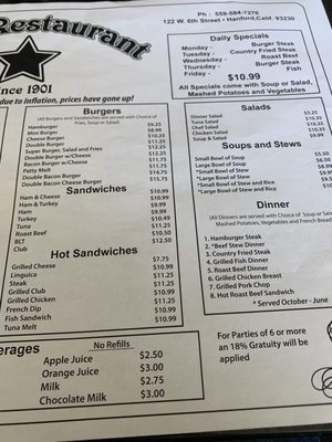 Menu photo 3 Star Restaurant Hanford, CA