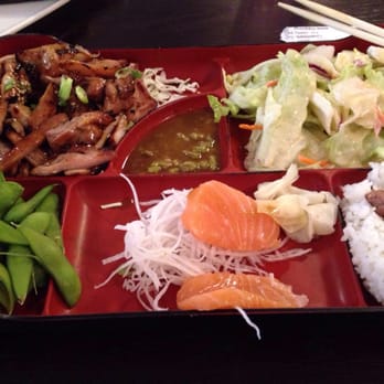 Roppongi Sushi - 2 items bento $6.95 teriyaki chicken and salmon sashimi - Japanese Near Me - Livermore, California Roppongi Sushi - 2 items bento $6.95 teriyaki chicken and salmon sashimi - Japanese Near Me - Livermore, California