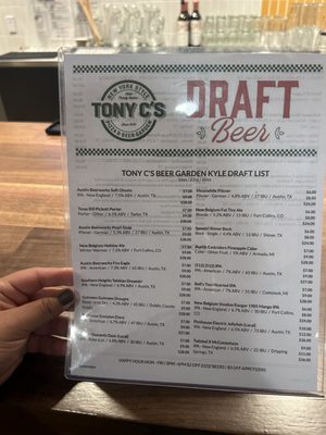 Menu photo 8 Tony C's Pizza & Beer Garden Kyle, TX Menu photo 8 Tony C's Pizza & Beer Garden Kyle, TX