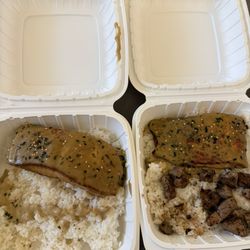 Ono Steak & Shrimp 2 - Furikake salmon and steak/salmon plate