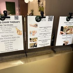 NāSah’s Nurture - Nature - Chair massage $15 With neck and shoulders add on $25 Foot facial $50 All Heaven