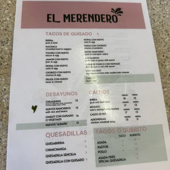 El Merendero - Part of the menu - Mexican Near Me - El Centro, California El Merendero - Part of the menu - Mexican Near Me - El Centro, California