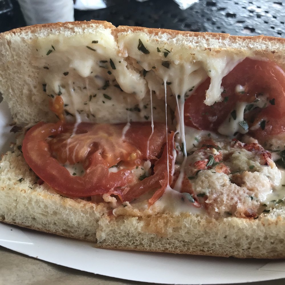 Lobster West - Inside of the Lobster Grilled Cheese. Definitely add the lemon aioli sauce! - Seafood Near Me - Encinitas, California Lobster West - Inside of the Lobster Grilled Cheese. Definitely add the lemon aioli sauce! - Seafood Near Me - Encinitas, California