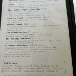 Willow & Wild - Menu