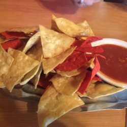 Casa de Herrera's - Garlic rich salsa & warmed chips.