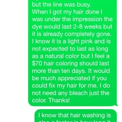 Uptown Image Hair & Nail Salon - My intention was to lay out for her what happened, what I was told to expect and tell her I wanted it fixed for me.