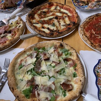 Picciotto - From left right, clockwise: Quattro Stagioni, Napoli, Margherita, prosciutto - Cafes Near Me - Little Neck, New York Picciotto - From left right, clockwise: Quattro Stagioni, Napoli, Margherita, prosciutto - Cafes Near Me - Little Neck, New York