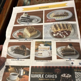 Hollerbach's German Restaurant - Desert menu - German Near Me - Sanford, Florida