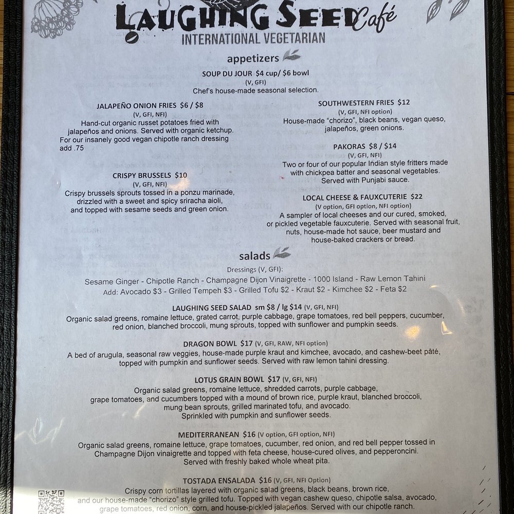 Laughing Seed Cafe - Menu: appetizers and salads - Vegetarian Near Me - Asheville, North Carolina