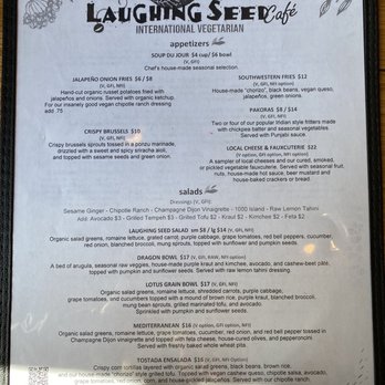 Laughing Seed Cafe - Menu: appetizers and salads - Vegetarian Near Me - Asheville, North Carolina