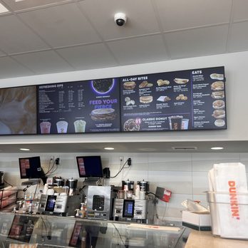 Dunkin' -  menus on the wall above the counter - Coffee & Tea Near Me - Palatka, Florida