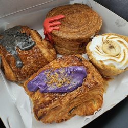 The French Spot - Ube Croissant (3.5 stars), Sesame Croissant (3.5 stars), Raspberry Supreme (4 stars), & Banana Cream Pie (5 stars)