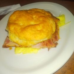 P B Clark's Family Restaurant - Ham, egg, and cheese biscuit.