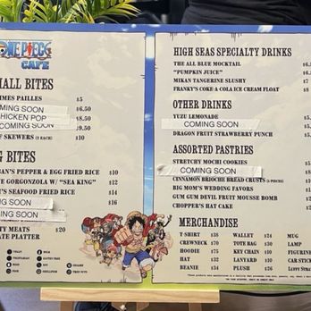 One Piece Cafe - Take note this was old menu. Sanjis seafood fried rice was $16 when we went there. Mighty meats platter was $25. Dragon Fruit Punch was $7. - Themed Cafes Near Me - Las Vegas, Nevada One Piece Cafe - Take note this was old menu. Sanjis seafood fried rice was $16 when we went there. Mighty meats platter was $25. Dragon Fruit Punch was $7. - Themed Cafes Near Me - Las Vegas, Nevada