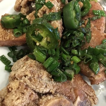 Tan Kimsu - Salt and pepper pork chops- not spicy even if it has a star next to it- kids loved it!! - Seafood Near Me - Westminster, California Tan Kimsu - Salt and pepper pork chops- not spicy even if it has a star next to it- kids loved it!! - Seafood Near Me - Westminster, California