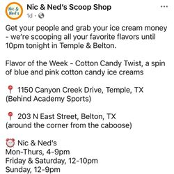 Nic & Ned’s Scoop Shop - Hours and location