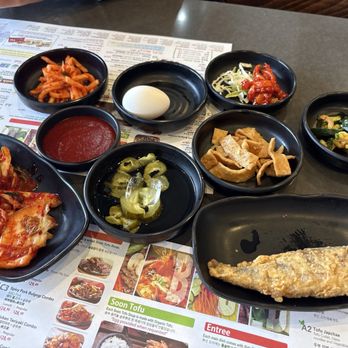 BCD Tofu House - Ban Chaan w/fish & asked for an egg for the Tofu Soup - Korean Near Me - Buena Park, California BCD Tofu House - Ban Chaan w/fish & asked for an egg for the Tofu Soup - Korean Near Me - Buena Park, California