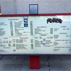 Ford's Drive In - Drive thru menu