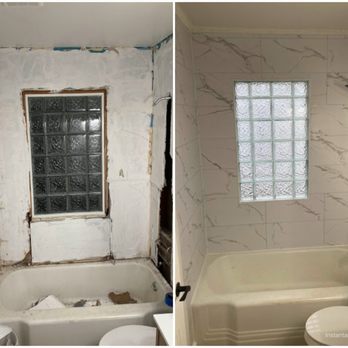 Simple Simon Maintenance - before and after of a bathroom remodel - Handyman Near Me